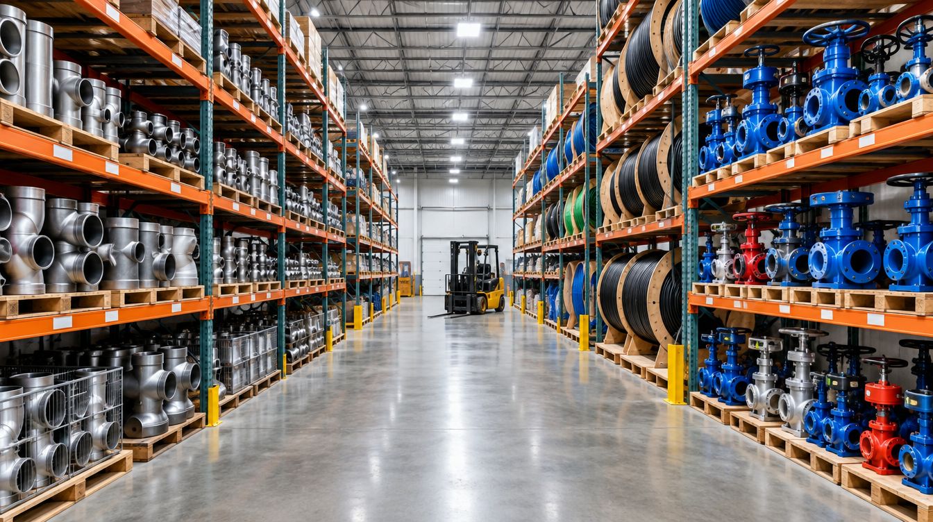 Warehouse racking with palletised stock